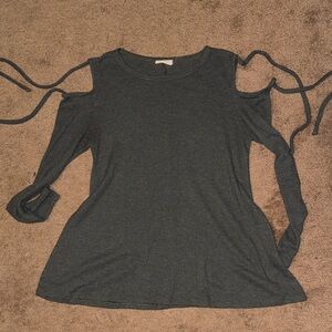 Cold-Shoulder Long Sleeve Knit Top in Sage Green